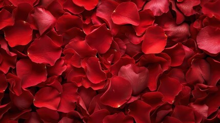 Beautiful red rose petals as background, top view - obrazy, fototapety, plakaty