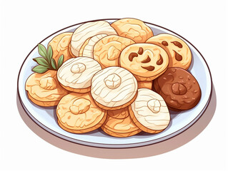 お皿に盛ったクッキーのイラスト　AI画像
