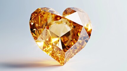 Fototapeta premium Shiny golden heart shaped diamond