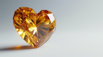 Shiny golden heart shaped diamond