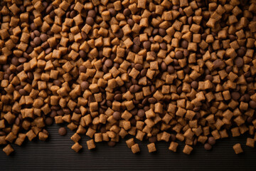 Dry dog or cat food pellets background