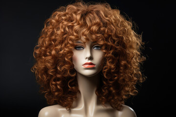 Fototapeta premium Mannequin head in a curly wig
