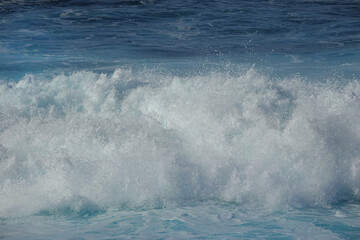 Waves of the Atlantic Ocean along the west coast of Spanish island Lanzarote