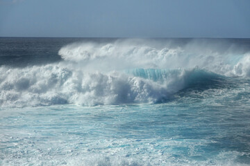 Waves of the Atlantic Ocean along the west coast of Spanish island Lanzarote