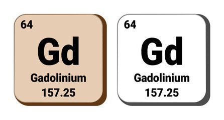 Gd, Gadolinium element vector icon, periodic table element. Vector illustration EPS 10 File. Isolated on white background.