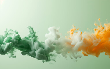 Fototapeta premium Irish flag formed by liquid ink colors. St Patrick's day abstract background.