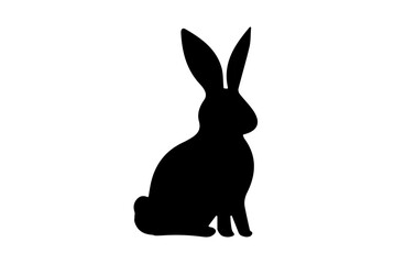 Black Rabbit silhouette. Easter Bunny. Isolated on white background. A simple black icon of hare. Cute animal. Ideal for logo, emblem, pictogram, print, design element for greeting card, invitation