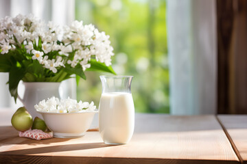Obraz na płótnie Canvas Fresh milk on wooden table