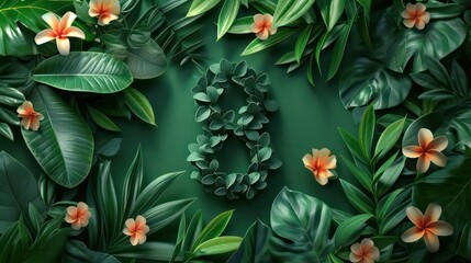 Beautiful greeting card on March 8 with flowers. Congratulations on International Women 's Day
