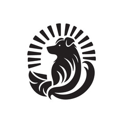 Traditional, retro dog logo, vector silhouette