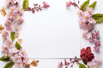 Fototapeta premium Beautiful top view of empty greeting card for Easter holiday, wedding, love, valetine's day