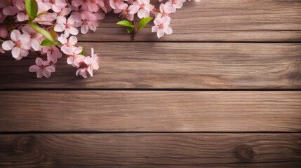 Fototapeta na wymiar spring background with wooden planks, copy space - generative ai