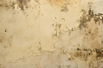 Close-up of retro cream-colored concrete wall texture, where the worn and aged surface exudes history and character. Enhancing its vintage appeal for use in various creative projects.