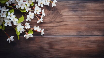 Obraz na płótnie Canvas spring background with wooden planks, copy space - generative ai