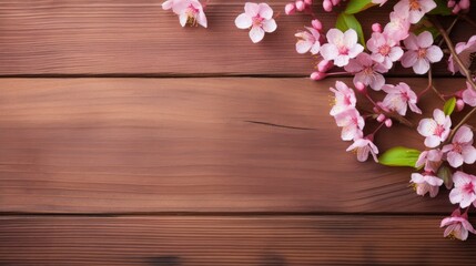 Naklejka na ściany i meble spring background with wooden planks, copy space - generative ai