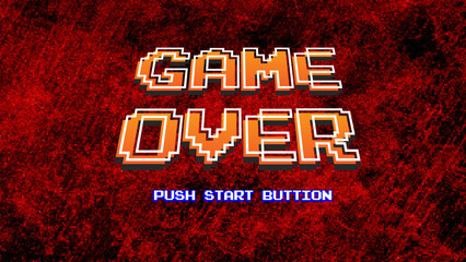 Game over black and red background.8 bit game.retro game. for game assets in vector illustrations.