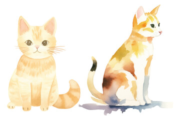 watercolor of cute cat vector illustration 