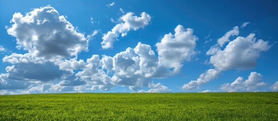 Cloud-filled sky above grassy field