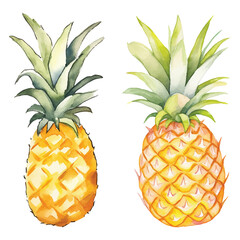 pineapple fruit watercolor vector illustration