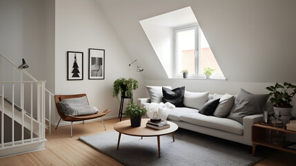 Fototapeta premium Minimalist interior with plants and artwork