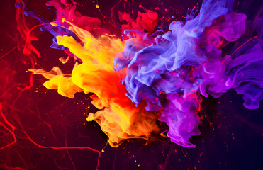 Abstract colorful explosion of paint in water on black background. Abstract background for design.