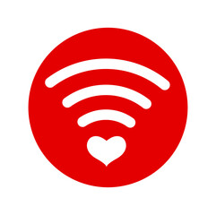 Red heart wi fi icon