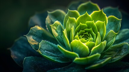 highly detailed closeup shot of a green succulent plant - Powered by Adobe