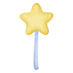Cute star magic wands cartoon watercolor drawing