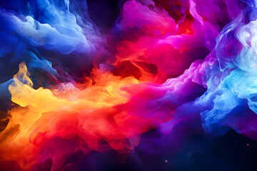 Abstract colorful background with multi colored smoke in the form of an explosion. - obrazy, fototapety, plakaty