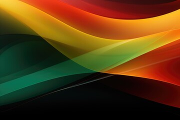 Black history month banner.  red yellow and green colors of Africa waves on a dark background.. African flag

