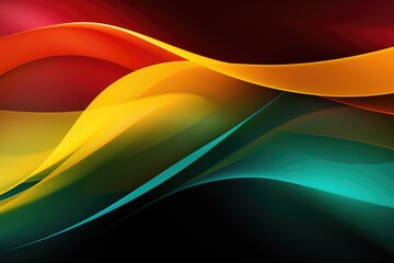 Black history month banner.  red yellow and green colors of Africa waves on a dark background.. African flag
 - obrazy, fototapety, plakaty