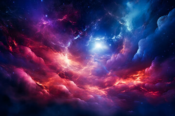 Abstract space background with nebula, stars and galaxies. 3D rendering - obrazy, fototapety, plakaty