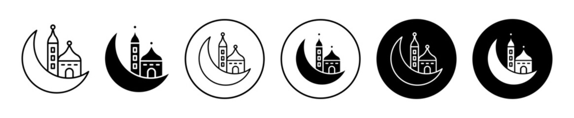 Obraz premium Islamic Ramadan vector icon set collection. Islamic Ramadan Outline flat Icon.