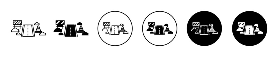 road construction vector icon set collection. road construction Outline flat Icon.