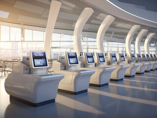 Airport Check-In Terminal Modern futuristic Airport Lounge