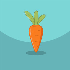 Carrot vegetable on a blue background. Healthy food design. Vector illustration
