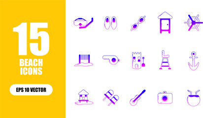 Beach Icon Illustration Collection Set