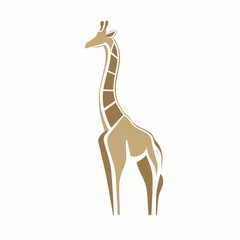 A charming giraffe logo, with its long neck forming a unique shape, in a light tan color on a white background