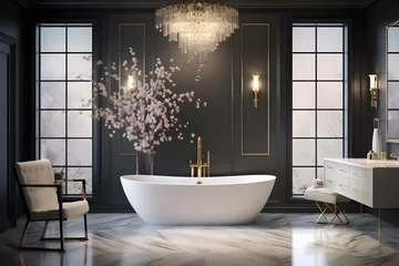 Deurstickers Hollywood Glam bathroom with a freestanding tub © sugastocks