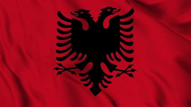 A beautiful view of the Albania flag video. 3d flag-waving video. Albania flag 4K resolution.