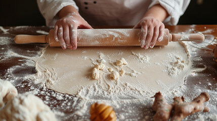 Obraz na płótnie Canvas Hand-prepared dough from scratch