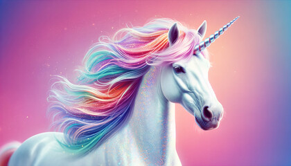 Obraz na płótnie Canvas majestic unicorn on a pink background