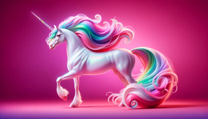 Obraz na płótnie Canvas majestic unicorn on a pink background