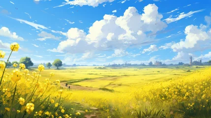 Foto op Canvas yellow rural fields in bright sunlight © Left