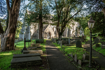 St Martin's Church And Graveyard With The Grave Of Poet Dylan Thomas in Laugharne, Wales, United Kingdom