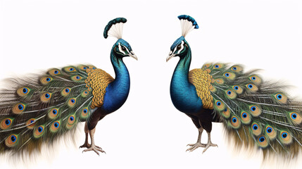Obraz premium Peacock isolated on a white background. 3D illustration.