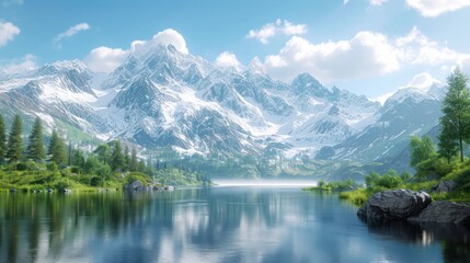 Obraz premium Landscape of mountain beside the river