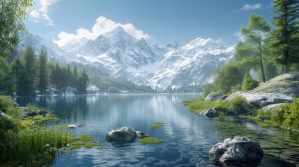 Landscape of mountain beside the river