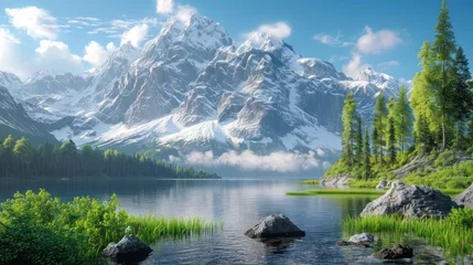 Foto op Plexiglas Landscape of mountain beside the river © Left