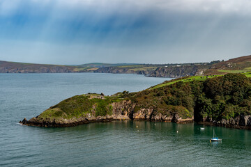 Coast And Old Fort Of The Village Fishguard At The Atlantic Coast Of Pembrokeshire In Wales, United...